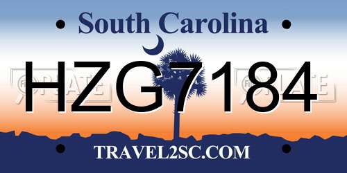 HZG7184 South Carolina License Plate