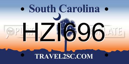 HZI696 South Carolina License Plate