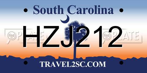 HZJ212 South Carolina License Plate
