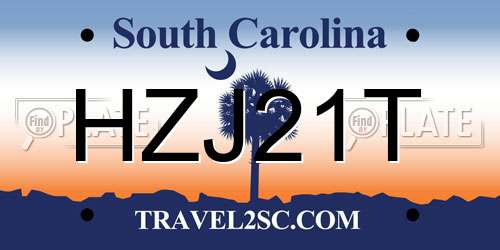HZJ21T South Carolina License Plate