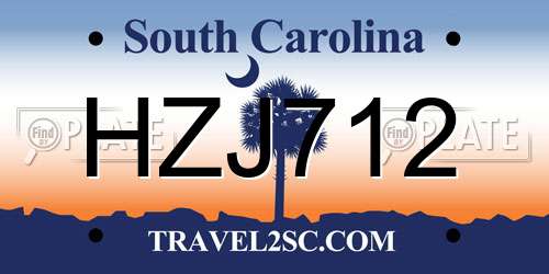 HZJ712 South Carolina License Plate