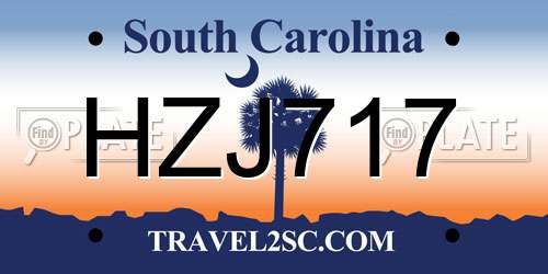 HZJ717 South Carolina License Plate