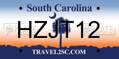 HZJT12 South Carolina License Plate
