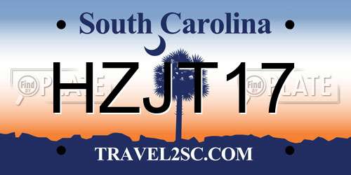HZJT17 South Carolina License Plate