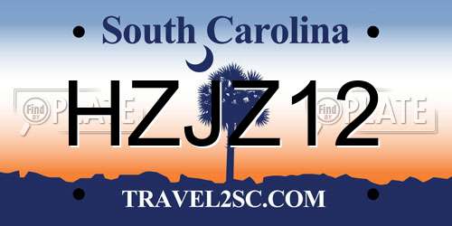 HZJZ12 South Carolina License Plate