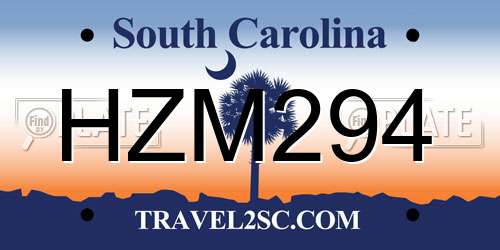 HZM294 South Carolina License Plate