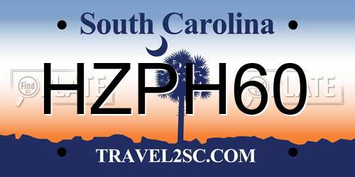 HZPH60 South Carolina License Plate