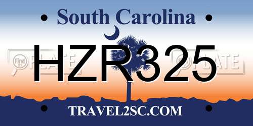 HZR325 South Carolina License Plate