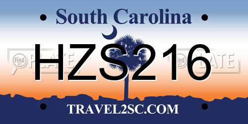 HZS216 South Carolina License Plate