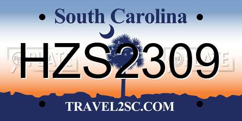 HZS2309 South Carolina License Plate