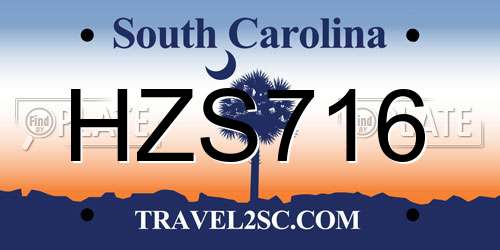 HZS716 South Carolina License Plate
