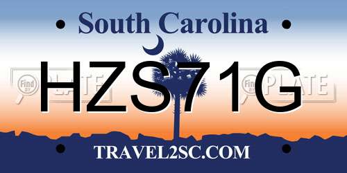 HZS71G South Carolina License Plate