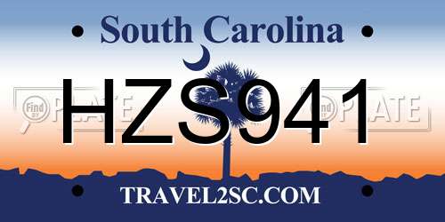 HZS941 South Carolina License Plate