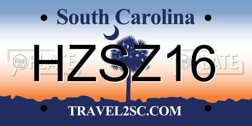 HZSZ16 South Carolina License Plate