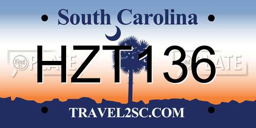 HZT136 South Carolina License Plate