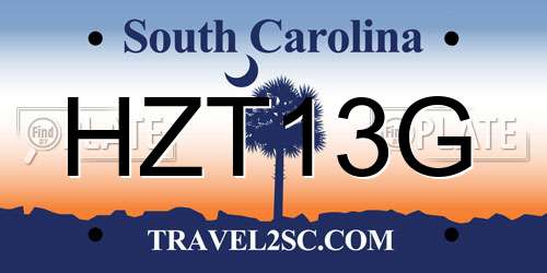 HZT13G South Carolina License Plate