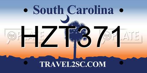 HZT371 South Carolina License Plate