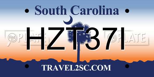 HZT37I South Carolina License Plate
