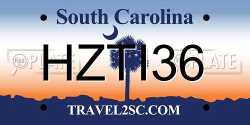 HZTI36 South Carolina License Plate
