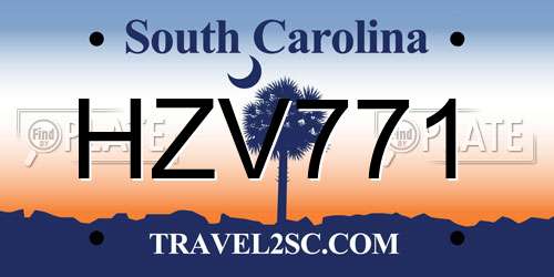 HZV771 South Carolina License Plate