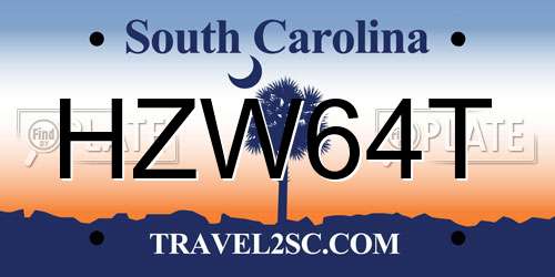 HZW64T South Carolina License Plate