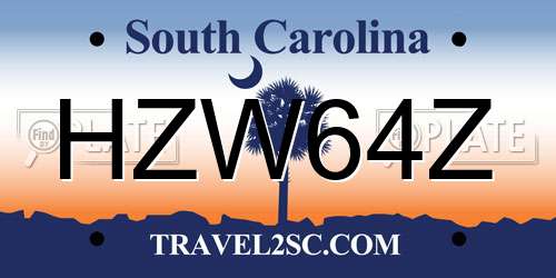 HZW64Z South Carolina License Plate