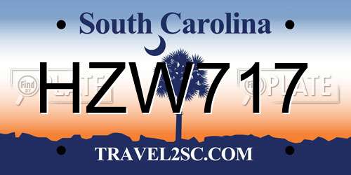 HZW717 South Carolina License Plate