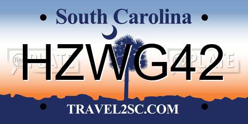 HZWG42 South Carolina License Plate