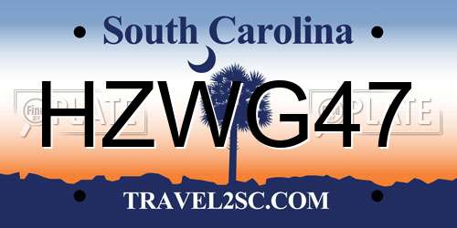 HZWG47 South Carolina License Plate