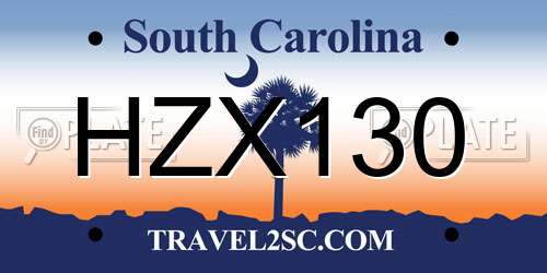 HZX130 South Carolina License Plate