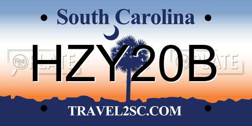 HZY20B South Carolina License Plate