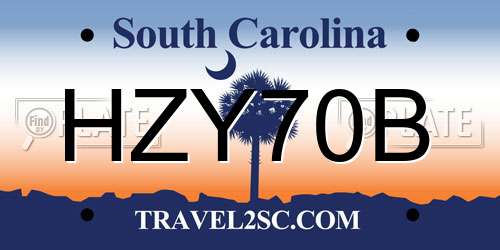 HZY70B South Carolina License Plate
