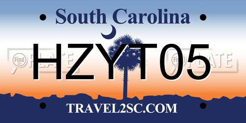 HZYT05 South Carolina License Plate
