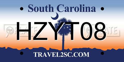 HZYT08 South Carolina License Plate