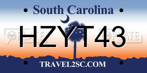 HZYT43 South Carolina License Plate