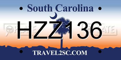 HZZ136 South Carolina License Plate