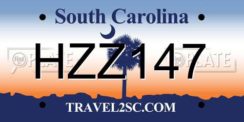 HZZ147 South Carolina License Plate