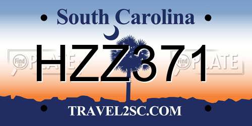 HZZ371 South Carolina License Plate