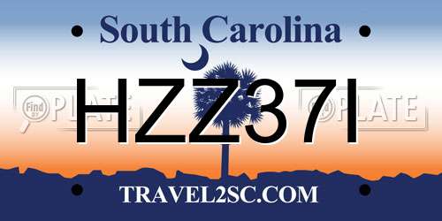 HZZ37I South Carolina License Plate