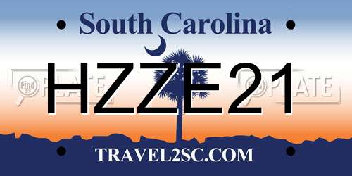 HZZE21 South Carolina License Plate