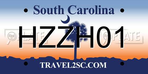 HZZH01 South Carolina License Plate