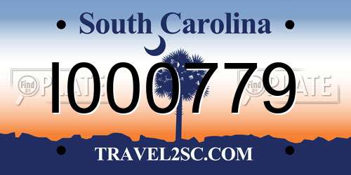I000779 South Carolina License Plate