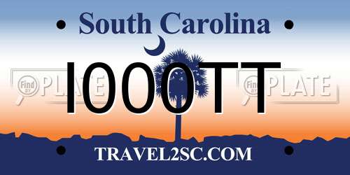 I000TT South Carolina License Plate