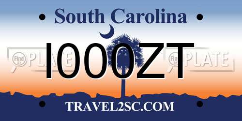 I000ZT South Carolina License Plate