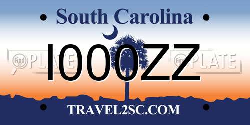 I000ZZ South Carolina License Plate