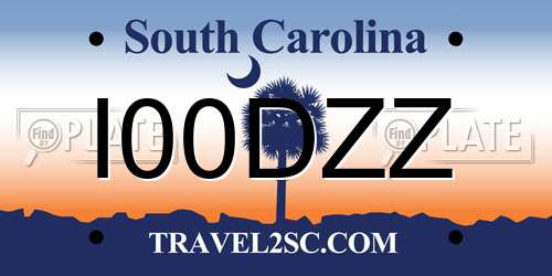 I00DZZ South Carolina License Plate