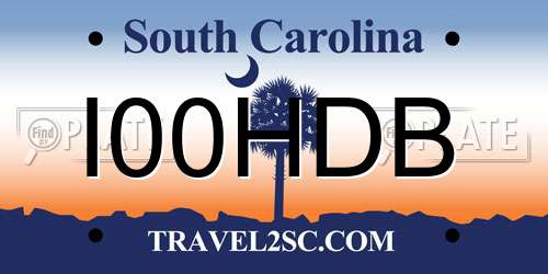 I00HDB South Carolina License Plate