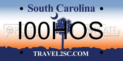 I00HOS South Carolina License Plate