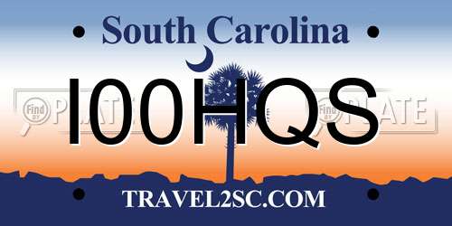 I00HQS South Carolina License Plate