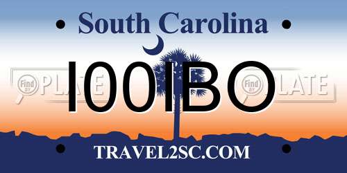 I00IBO South Carolina License Plate